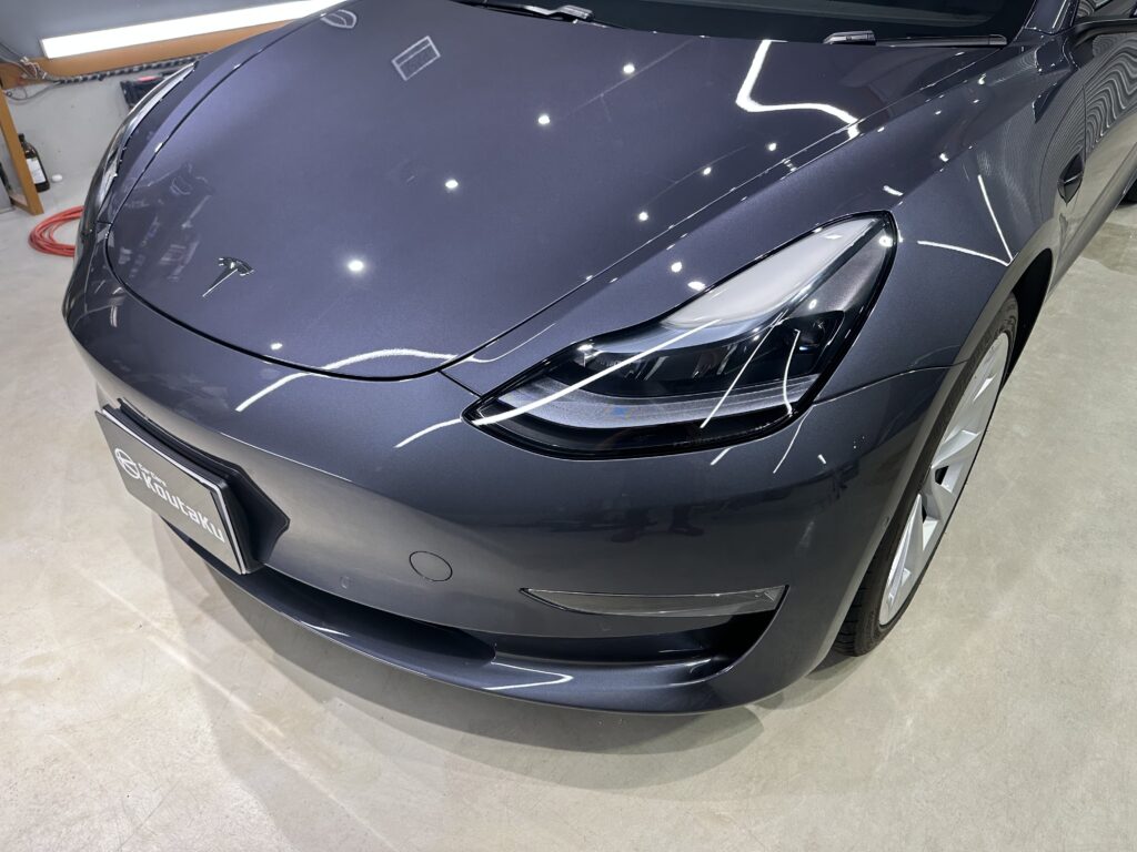 テスラモデル３・鏡面磨き作業+セラミックコーティング施工事例　富山市S様