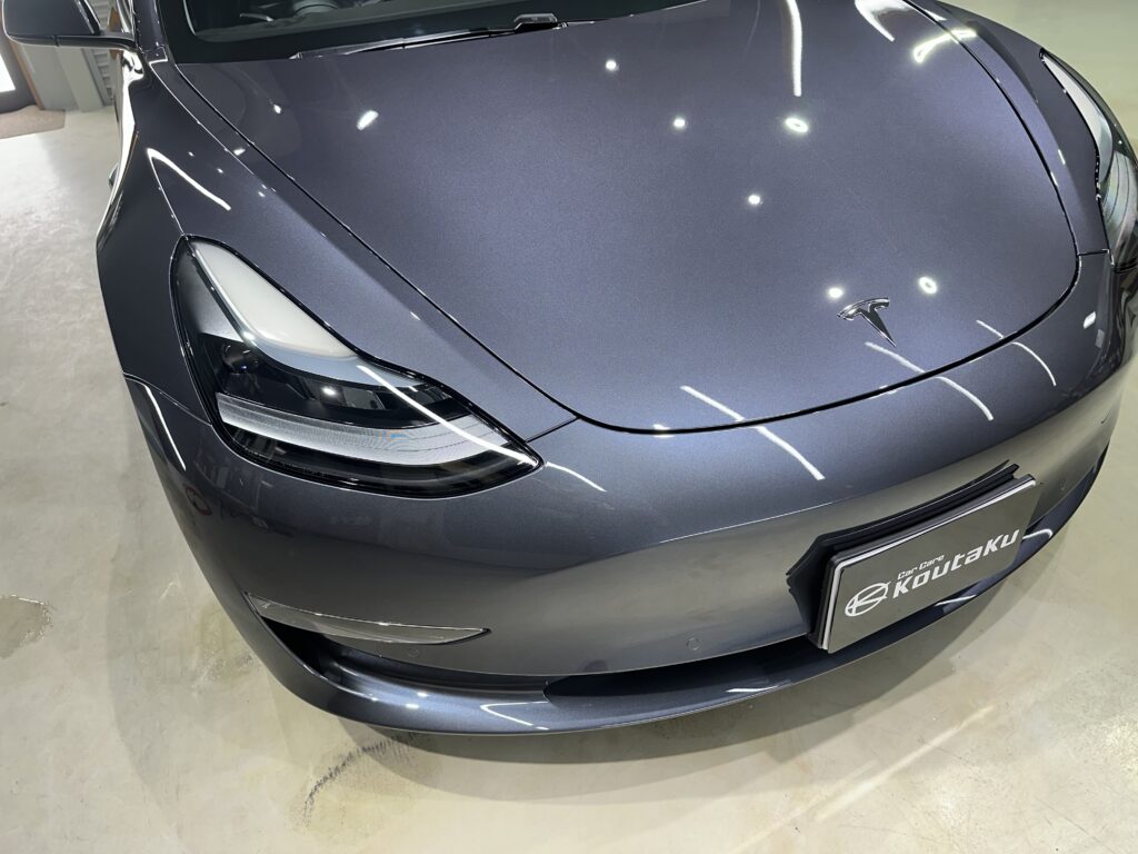 テスラモデル３・鏡面磨き作業+セラミックコーティング施工事例　富山市S様