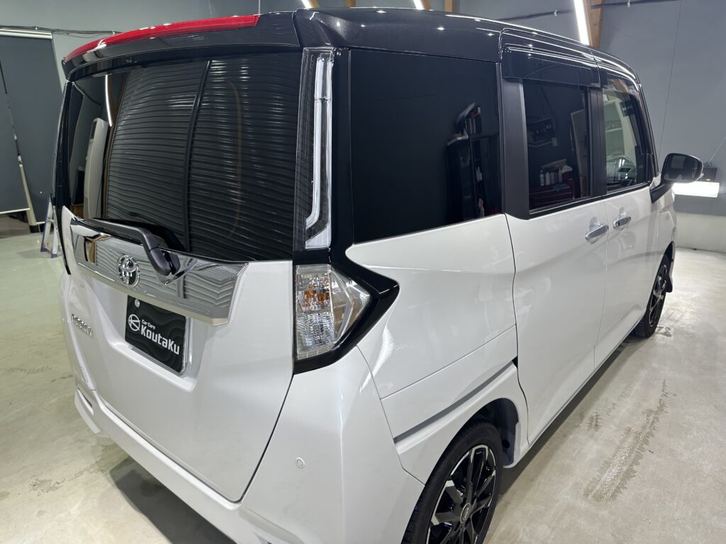 トヨタ ・ルーミーカスタム・鏡面磨き作業+セラミックコーティング+遮熱カーフィルム施工事例　富山市Ａ様