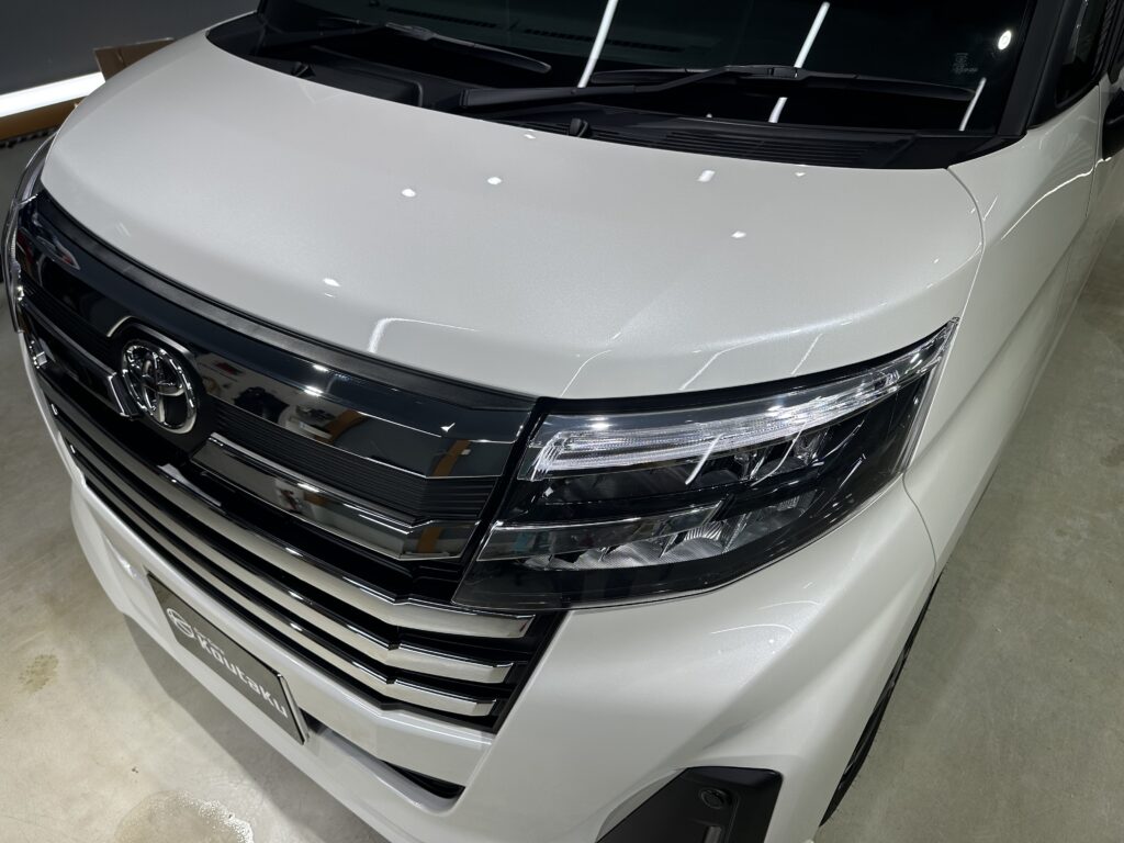トヨタ ・ルーミーカスタム・鏡面磨き作業+セラミックコーティング+遮熱カーフィルム施工事例　富山市Ａ様