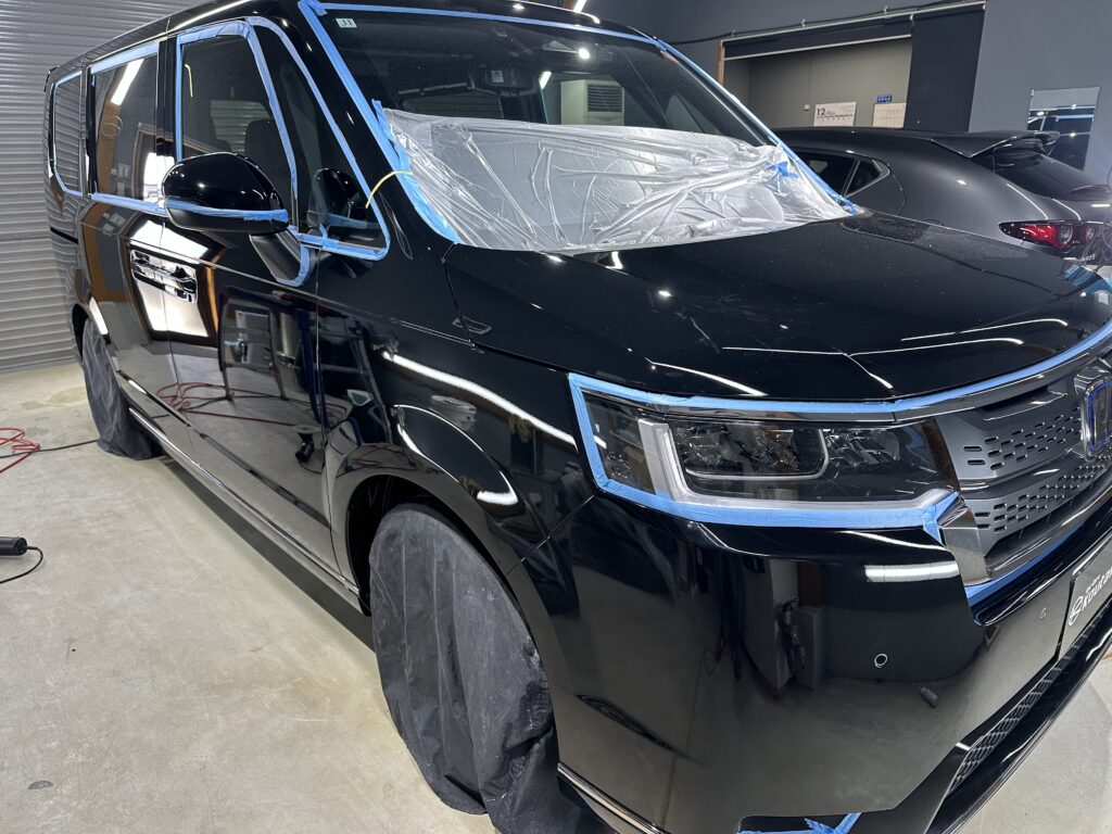 ホンダ・ステップワゴン・鏡面磨き作業+セラミックコーティング施工事例　富山市Ｓ様