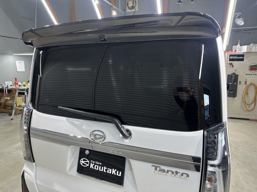 ダイハツ・タントカスタム・高機能遮熱断熱カーフィルム・鏡面磨き作業+セラミックコーティング施工事例　富山市Ｈ様