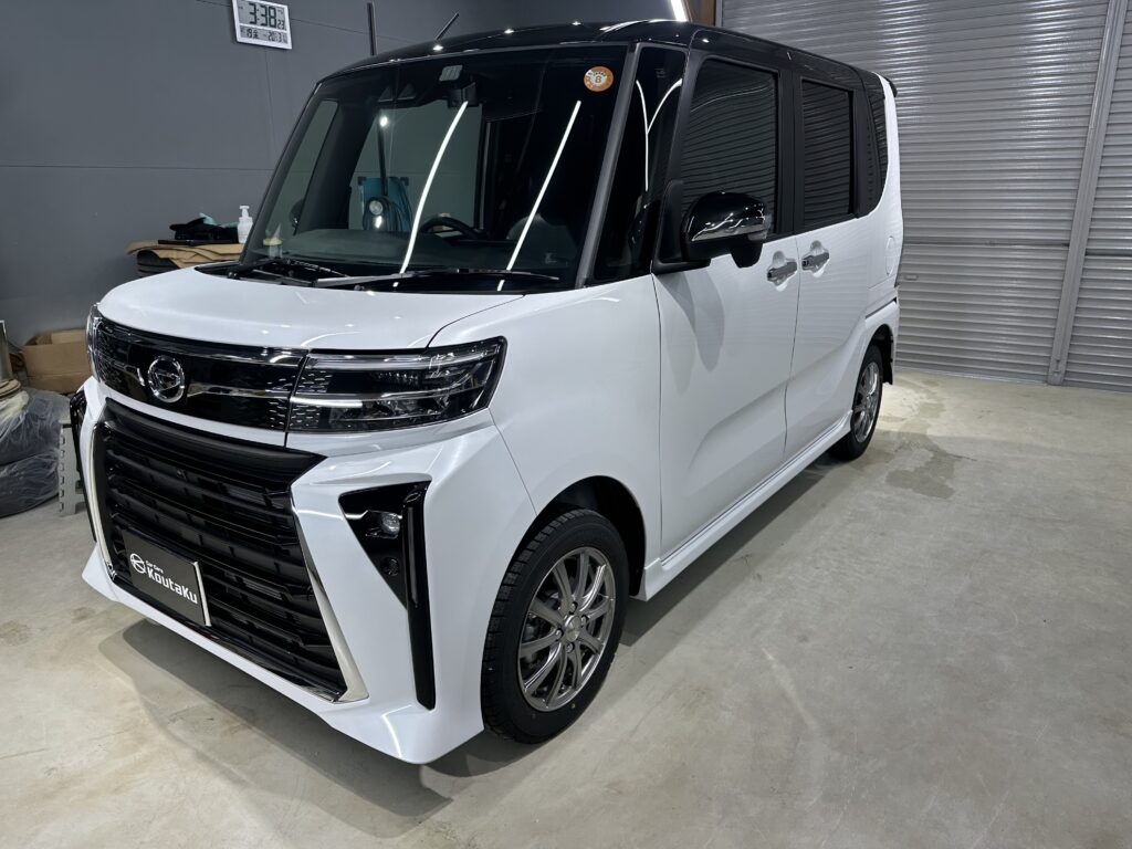 ダイハツ・タントカスタム・高機能遮熱断熱カーフィルム・鏡面磨き作業+セラミックコーティング施工事例　富山市Ｈ様