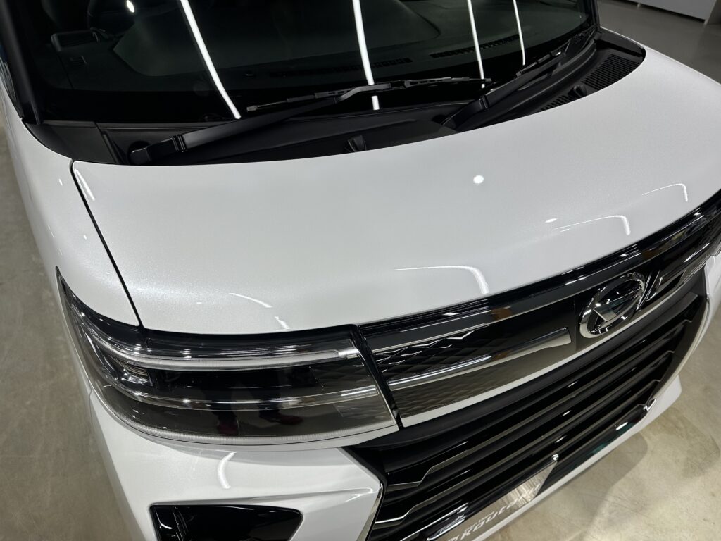 ダイハツ・タントカスタム・高機能遮熱断熱カーフィルム・鏡面磨き作業+セラミックコーティング施工事例　富山市Ｈ様