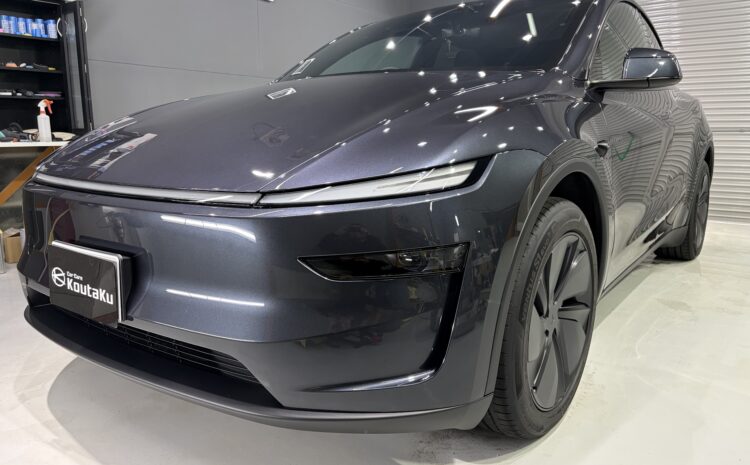 テスラモデルＹ・鏡面磨き作業+セラミックコーティング施工事例　砺波市Ｈ様